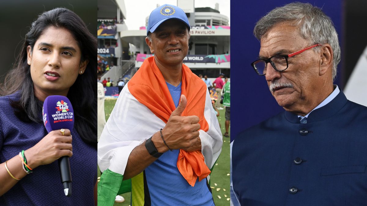 Mithali Raj (L), Rahul Dravid (M) and Roger Binny (R)