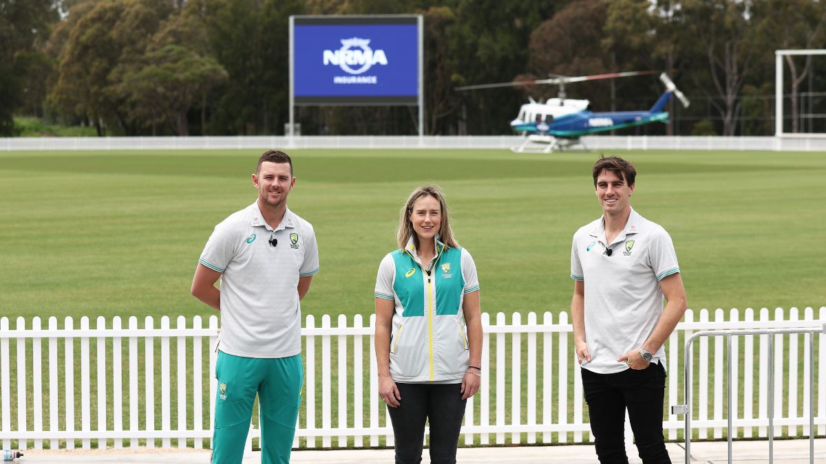 Josh Hazlewood, Ellyse Perry and Pat Cummins