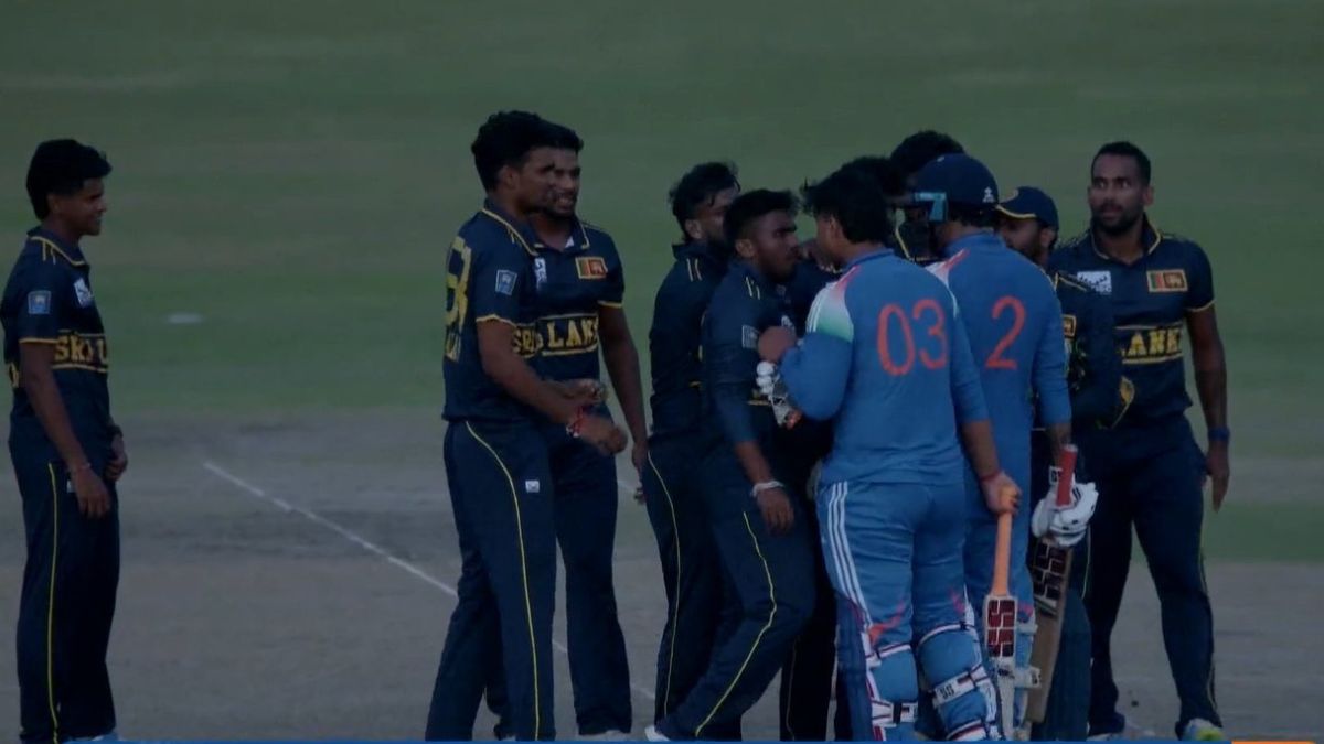 Vaibhav Sooryavanshi, Suryansh Shedge fight with Sri Lanka A team (Source: Screengrab/SonyLiv)