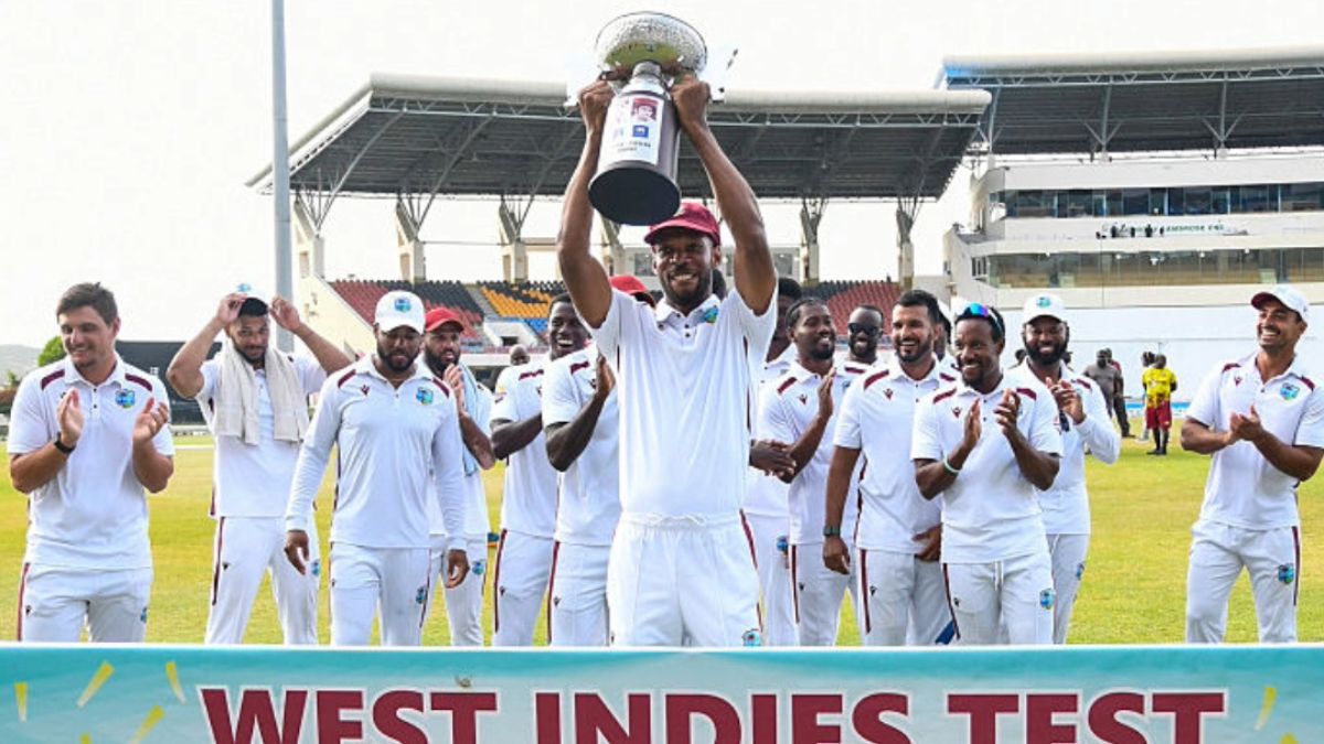 West Indies celebrate after winning Tets series vs Sri Lanka (Source: X/@windiescricket)