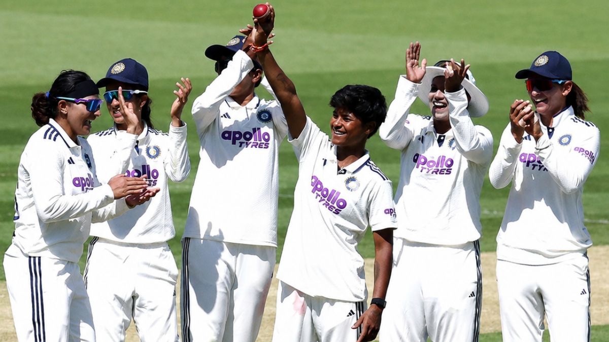 Kranti Gaud celebrates her five-wicket haul at Lord's (Source: X/@BCCIWomen)