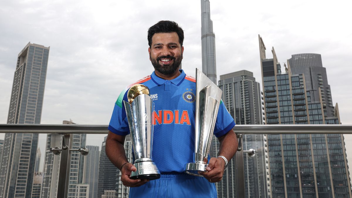 Rohit Sharma with T20 World Cup and Champions Trophy (Source: ICC)