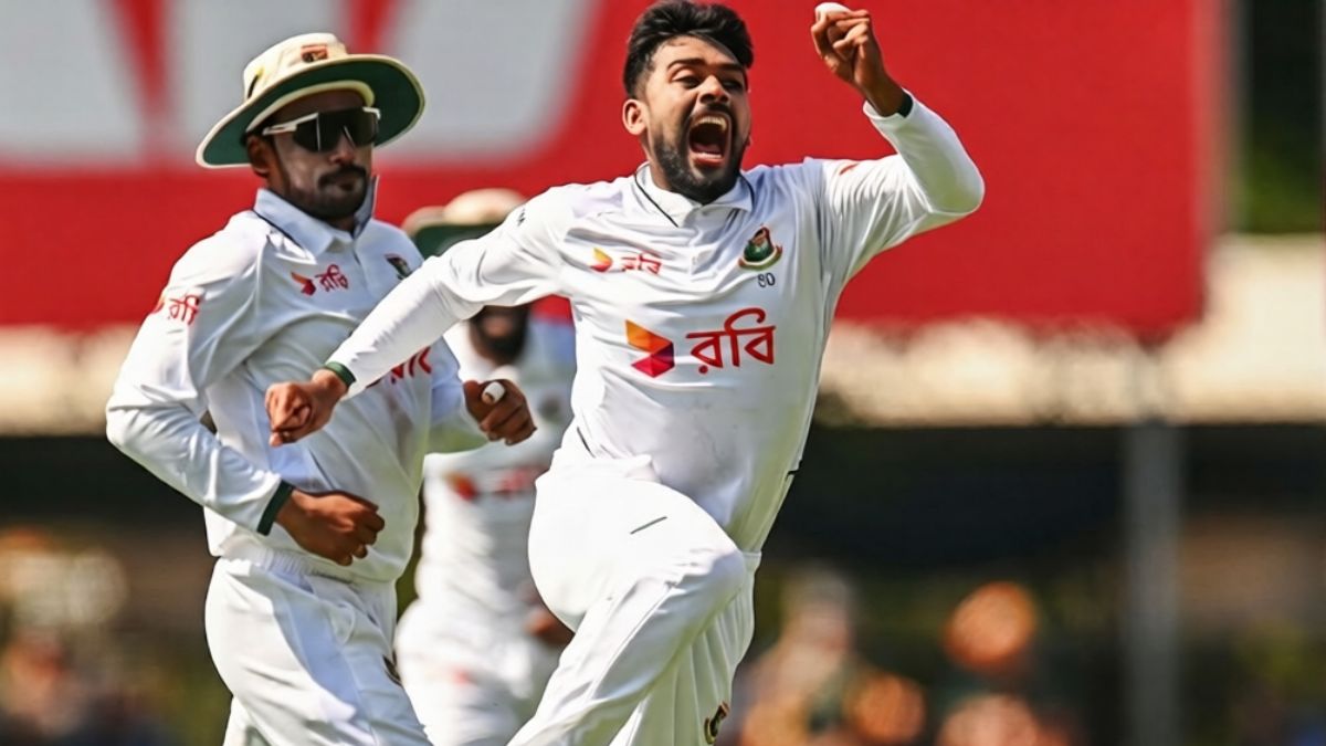 Mehidy Hasan Miraz celebrates a wicket in Darwin