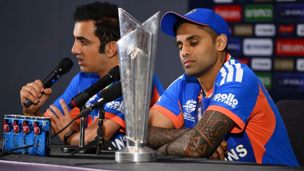 Suryakumar Yadav and Gautam Gambhir address the press