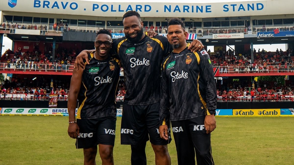 Dwayne Bravo, Kieron Pollard, Sunil Narine (Source: Instagram/@tkriders)
