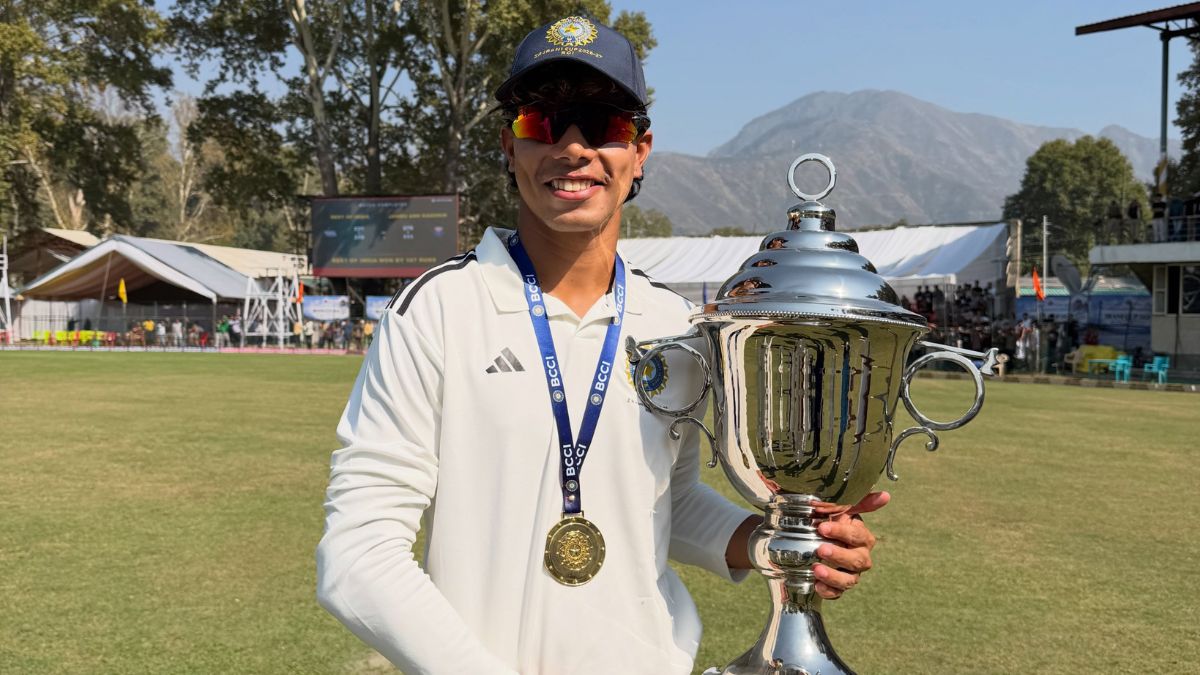 Shikhar Mohan poses with the Irani Cup