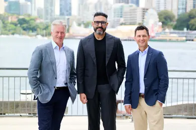 Former Australia captain Steve Waugh (left), ETPL co-founder Abhishek Bachchan (middle), former Australia field hockey player Jamie Dwyer (right)