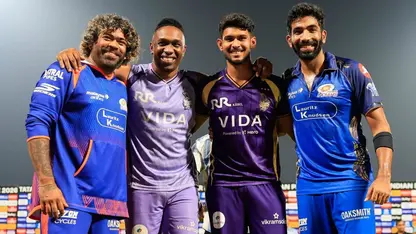 Lasith Malinga, Dwayne Bravo, Matheesha Pathirana, Jasprit Bumrah (Source: Instagram/djbravo47)