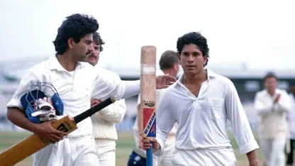 Sachin Tendulkar with Manoj Prabhakar