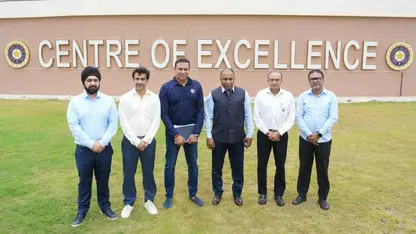 BCCI office bearers pose for a picture at the Centre of Excellence in Bengaluru