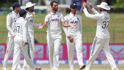 Prasidh Krishna celebrates with teammates (Source: X/@BCCI)