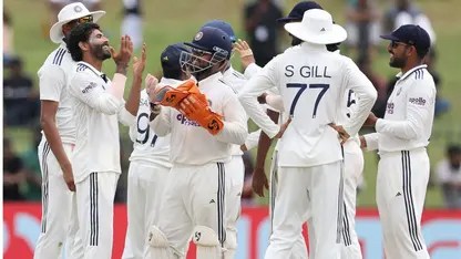Indian Test team celebrate (Source: X/@BCCI)