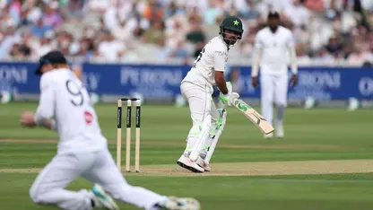 Babar Azam nicks one to Jordan Cox in the slip cordon